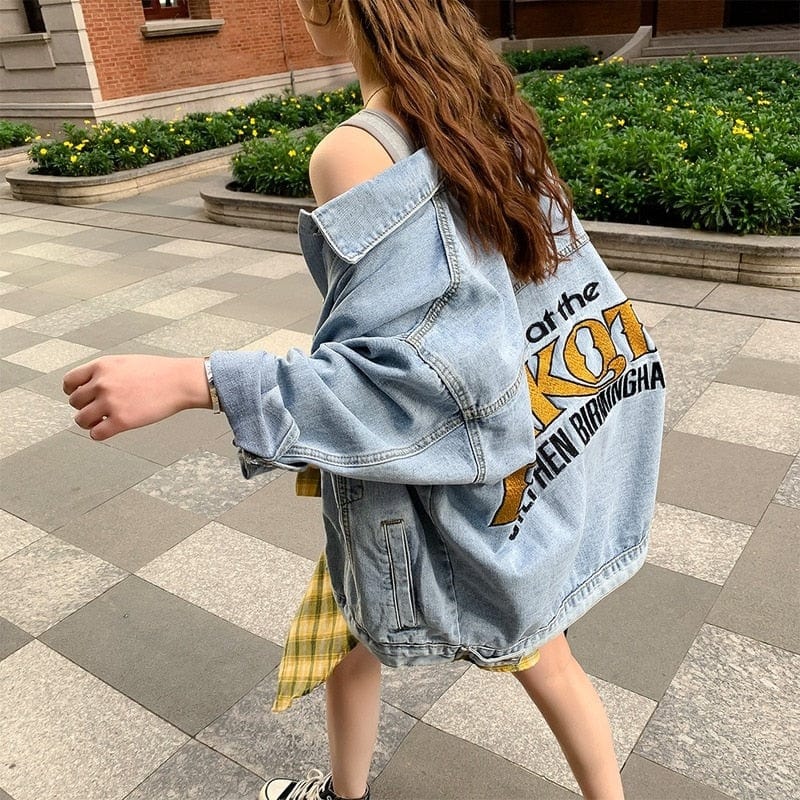 Trendy Y2K Denim Jacket for Aesthetic Outfits - Vintage Style with Modern Flair