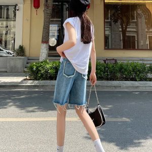 Trendy Y2K Denim Jorts for Women - Stylish Grunge Aesthetic Summer Shorts