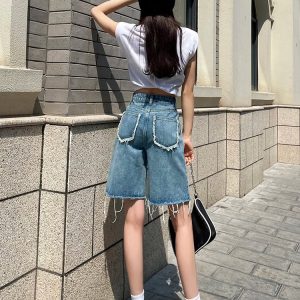 Trendy Y2K Denim Jorts for Women - Stylish Grunge Aesthetic Summer Shorts