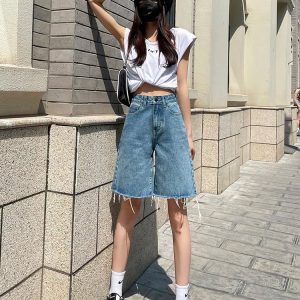 Trendy Y2K Denim Jorts for Women - Stylish Grunge Aesthetic Summer Shorts