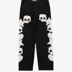 Trendy Y2K Graphic Jeans for a Chic Grunge Aesthetic and Retro Vibe