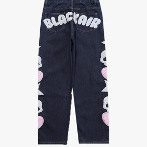 Trendy Y2K Graphic Jeans for a Chic Grunge Aesthetic and Retro Vibe