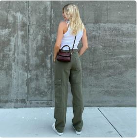 Trendy Y2K Khaki Cargo Pants for Chic Coquette and Grunge Aesthetic Outfits