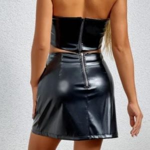 Trendy Y2K Leather Mini Skirt for Grunge Aesthetic and Coquette Style Outfits