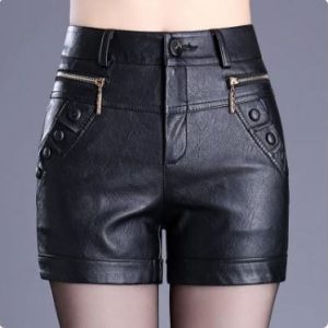 Trendy Y2K Leather Shorts for Women - Edgy Grunge Style with a Chic Aesthetic Twist