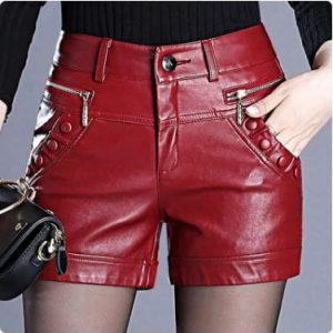 Trendy Y2K Leather Shorts for Women - Edgy Grunge Style with a Chic Aesthetic Twist