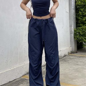 Trendy Y2K Low Waist Baggy Pants for a Chic Grunge Aesthetic Look