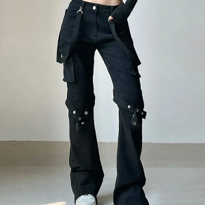 Trendy Y2K Low Waist Jeans for a Chic Grunge Aesthetic Look