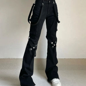 Trendy Y2K Low Waist Jeans for a Chic Grunge Aesthetic Look