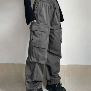 Trendy Y2K Parachute Cargo Pants for a Chic Grunge Aesthetic Look