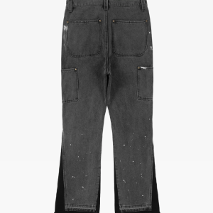 Trendy Y2K Patchwork Jeans for a Stylish Grunge Aesthetic Look