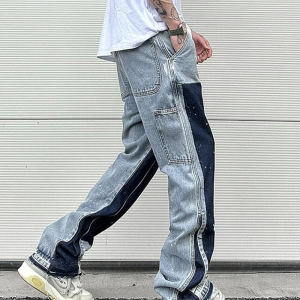 Trendy Y2K Patchwork Jeans for a Stylish Grunge Aesthetic Look