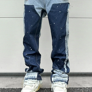 Trendy Y2K Patchwork Jeans for a Stylish Grunge Aesthetic Look