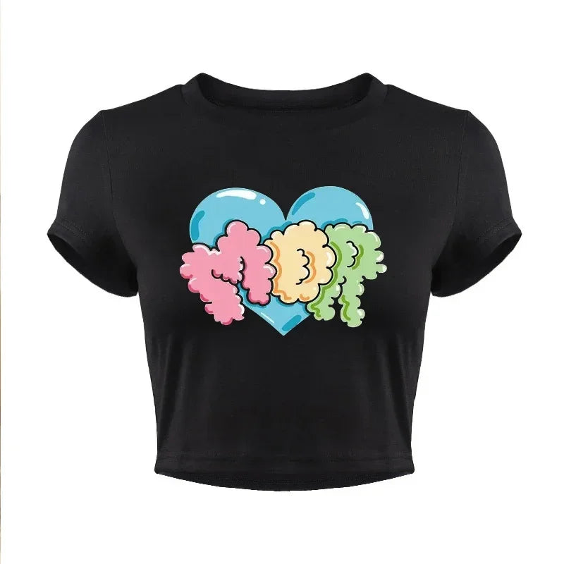 Trendy Y2K Printed Cropped Tee for Coquette and Grunge Aesthetic Lovers