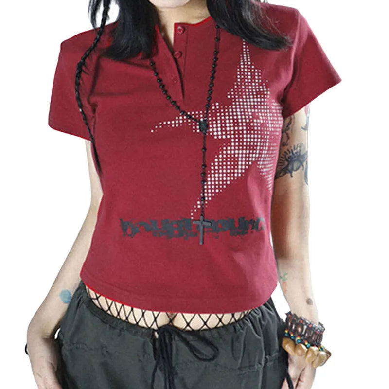 Trendy Y2K Shirt: Vintage-Inspired Aesthetic Top for Coquette and Grunge Styles