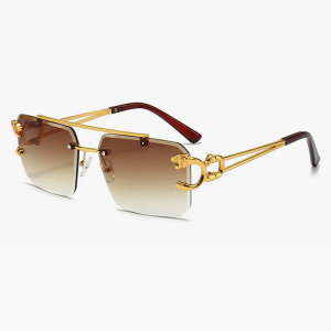 Trendy Y2K Square Rimless Sunglasses for a Chic Coquette Aesthetic Look