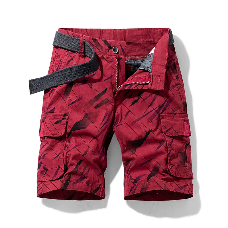 Trendy Y2K Streetwear Red Cargo Shorts for a Bold Grunge Aesthetic Look