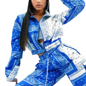 Trendy Y2K Tracksuit with Bandana Print for Stylish Aesthetic Outfits