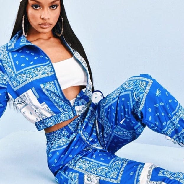 Trendy Y2K Tracksuit with Bandana Print for Stylish Aesthetic Outfits