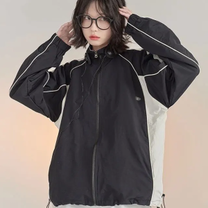 Trendy Y2K Windbreaker Jacket for Stylish Outfits - Retro Aesthetic Outerwear