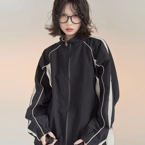 Trendy Y2K Windbreaker Jacket for Stylish Outfits - Retro Aesthetic Outerwear