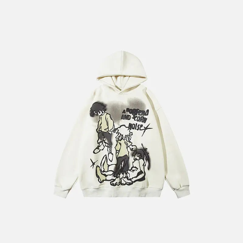 Trio Gang Print Oversized Y2K Hoodie - Trendy Grunge Aesthetic Streetwear for Fashion Lovers