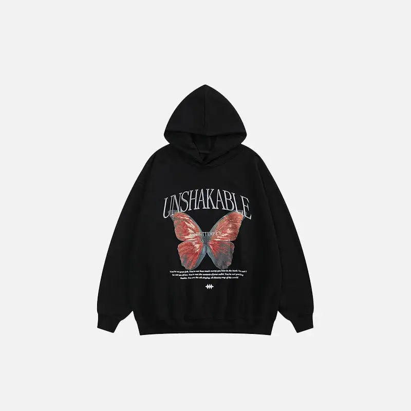 Unshakable Butterfly Graphic Hoodie in Y2K Style - Cute and Comfy Aesthetic Top