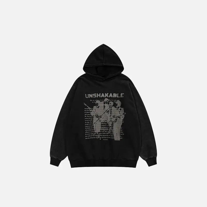 Unshakable Music Band Y2K Hoodie - Vintage Grunge Aesthetic Pullover for Trendy Outfits