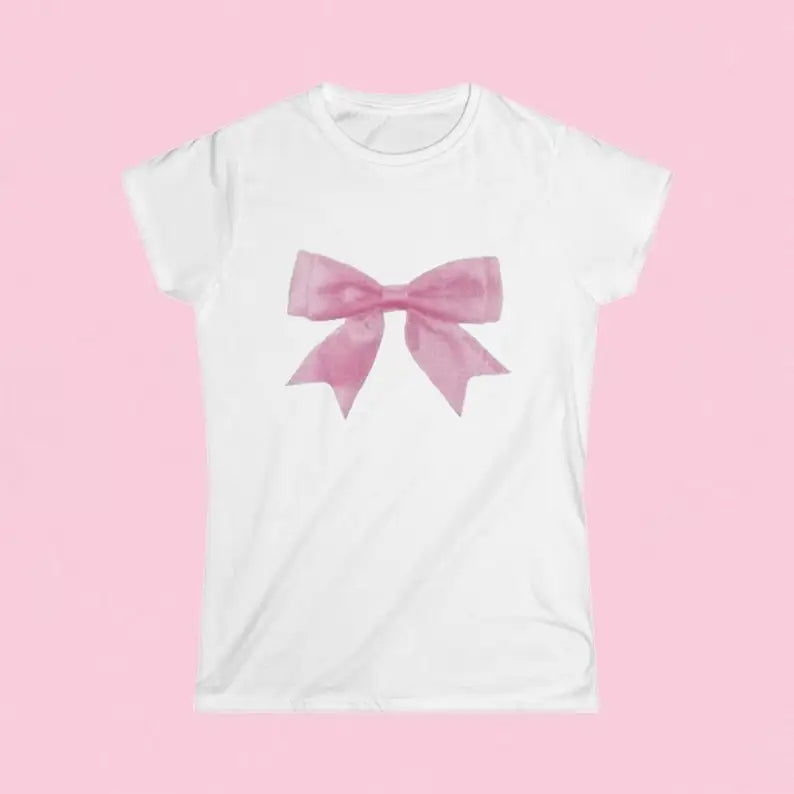 Vintage Bow Top: Y2K Aesthetic Cute Crop Top for Coquette and Grunge Styles