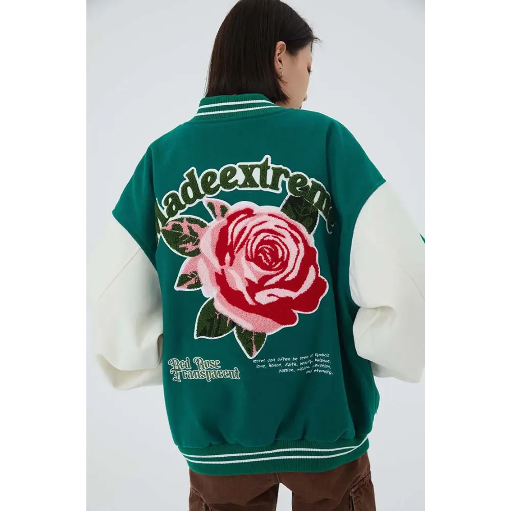 Vintage Floral Y2K Varsity Jacket - Retro Aesthetic Outerwear for Trendy Looks