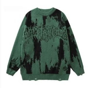 Vintage Ripped Y2K Sweater: Trendy Grunge Aesthetic Top for Y2K Fashion Lovers