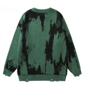 Vintage Ripped Y2K Sweater: Trendy Grunge Aesthetic Top for Y2K Fashion Lovers