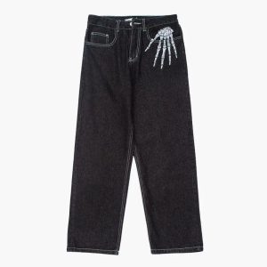 Vintage Y2K Baggy Jeans for Men - Retro Grunge Style Denim Pants for Aesthetic Outfits