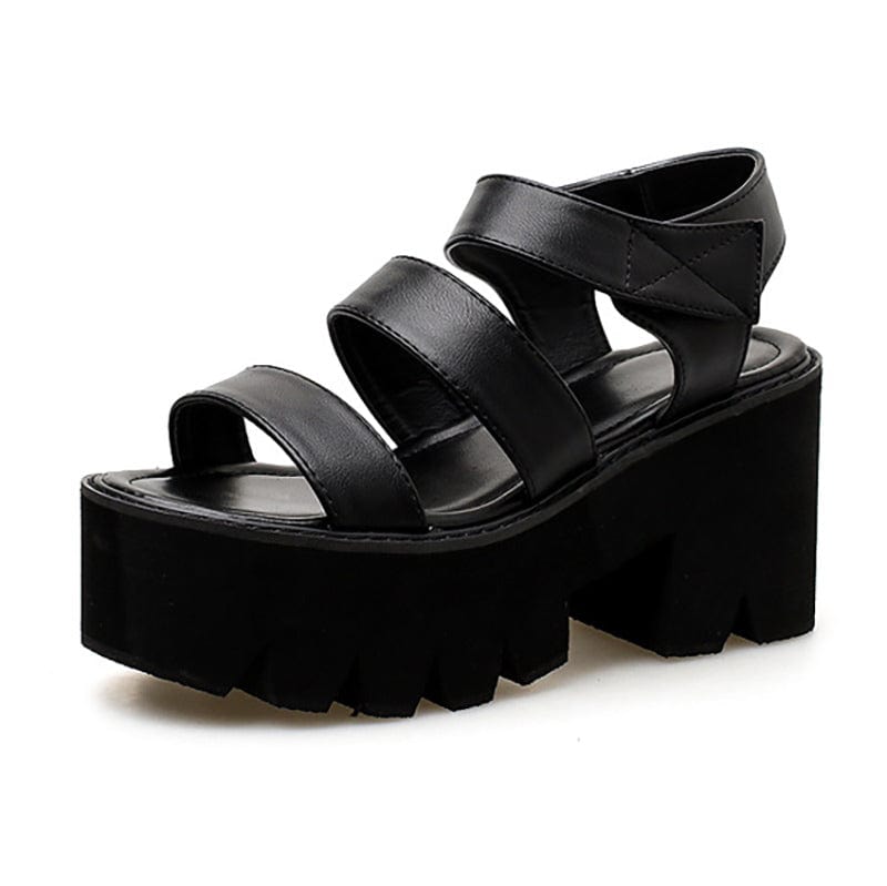 Vintage Y2K Black Platform Sandals for Grunge Aesthetic and Coquette Style Outfits