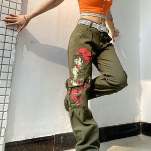 Vintage Y2K Cargo Pants for a Chic Coquette Aesthetic and Grunge Style Look