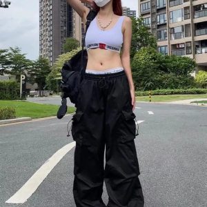 Vintage Y2K Cargo Pants for Women - Trendy Grunge Aesthetic Bottoms for Stylish Outfits