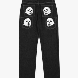 Vintage Y2K Jeans for Men - Retro Grunge Style Denim Pants for a Timeless Look