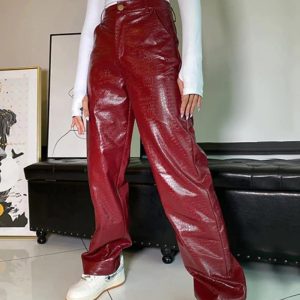 Vintage Y2K Leather Pants for Grunge Aesthetic and Coquette Style Outfits