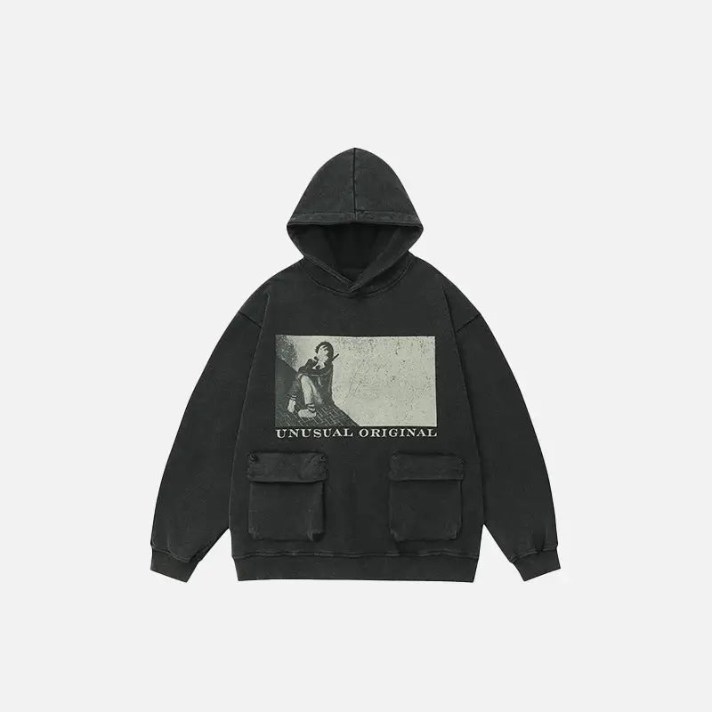 Vintage Y2K Oversized Multi-Pocket Hoodie for a Cozy Grunge Aesthetic Look