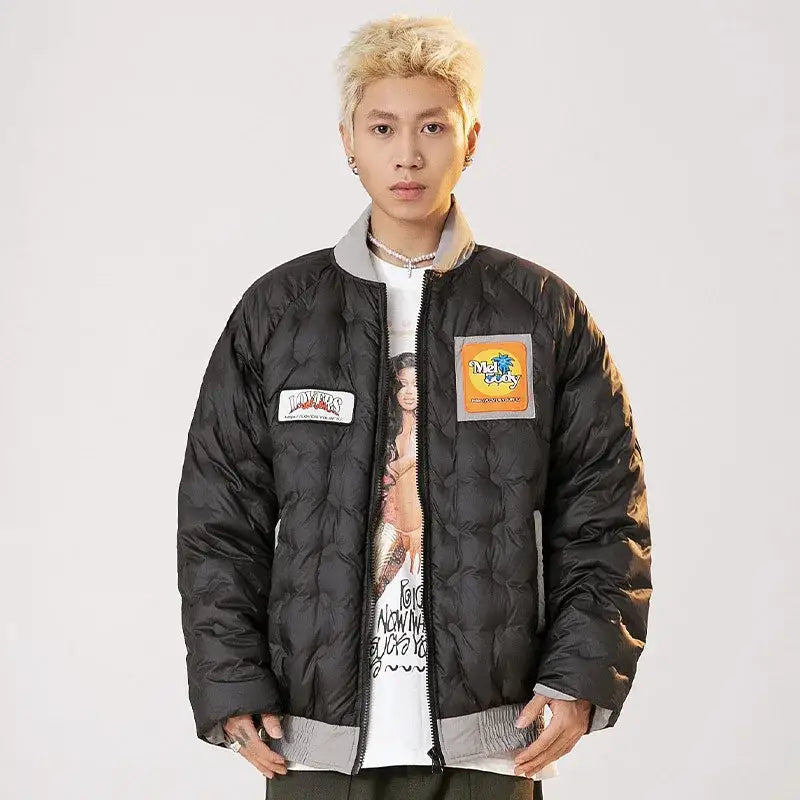 Vintage Y2K Parka Bomber Varsity Jacket - Retro Aesthetic Outerwear for Trendy Looks