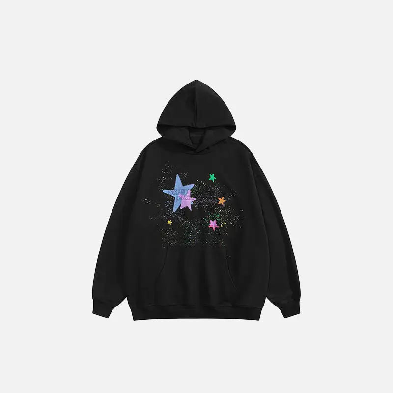 Vintage Y2K Star Graphic Oversized Hoodie for Trendy Aesthetic Outfits