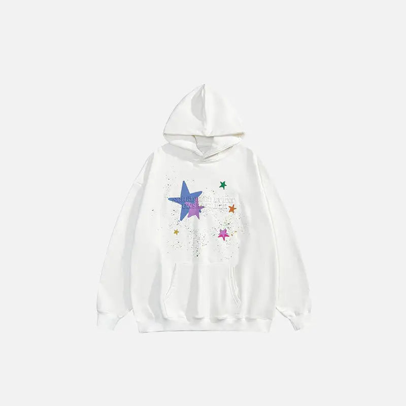 Vintage Y2K Star Graphic Oversized Hoodie for Trendy Aesthetic Outfits