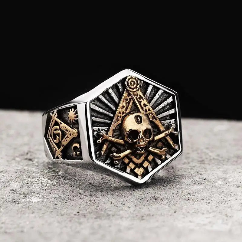 Vintage Y2K Titanium Steel Skull Ring - Edgy Aesthetic Jewelry for Unique Style