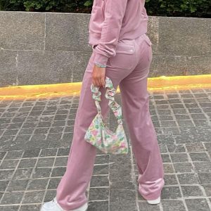 Vintage Y2K Velour Tracksuit for Women - Cozy Retro Aesthetic Outfit