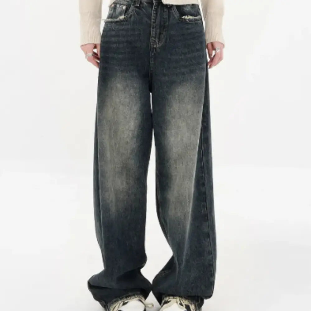 Washed Blue Baggy Jeans in Y2K Style - Trendy Vintage-Inspired Denim for Aesthetic Outfits