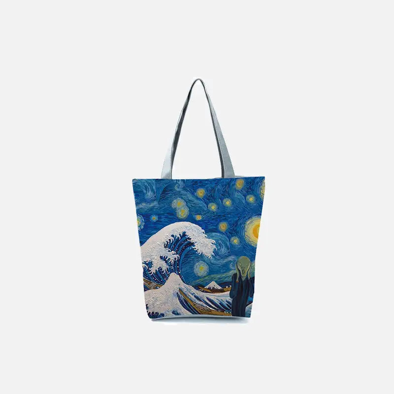 Wavy Starry Night Tote Bag - Y2K Aesthetic Fashion Statement for Trendy Outfits