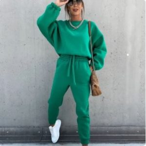 Women's Green Y2K Aesthetic Tracksuit - Comfy Vintage Style for Trendy Outfits