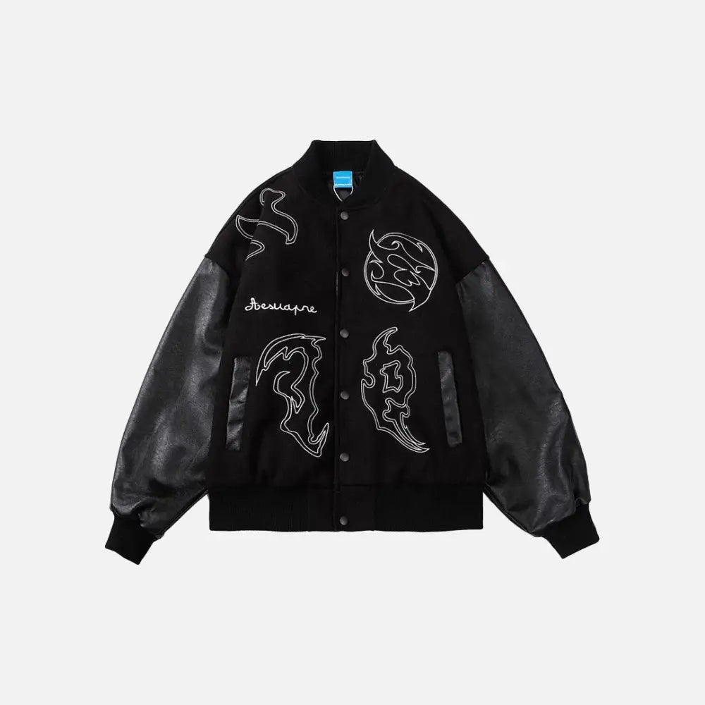 Y2K Aesthetic Ancient Fire Varsity Jacket - Trendy Grunge Style Outerwear