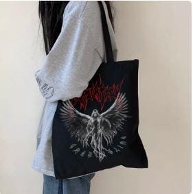 Y2K Aesthetic Angel Canvas Bag - Trendy Coquette Style Tote for Everyday Fashion