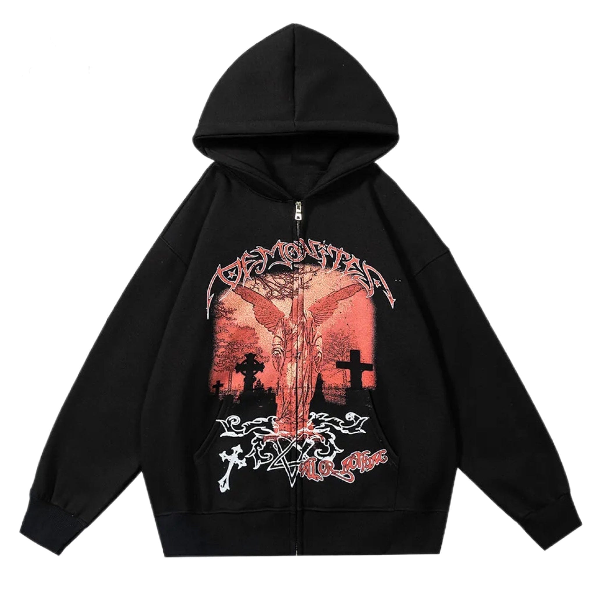 Y2K Aesthetic Angel Cross Hoodie - Trendy Grunge Style for Cozy Outfits